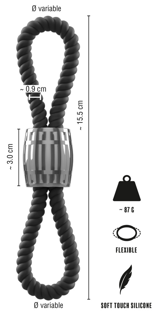 Inel Vibrator Penis Testicule Barbati Rebel Heavy Rope Cock Strap with Two Loops [8]