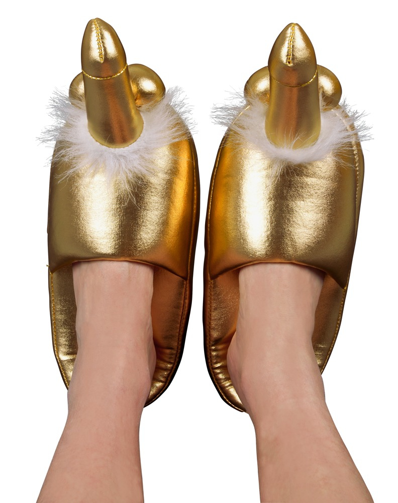 Set Slapi Papuci Aurii Casa Cadou Forma Penis Slippers [6]