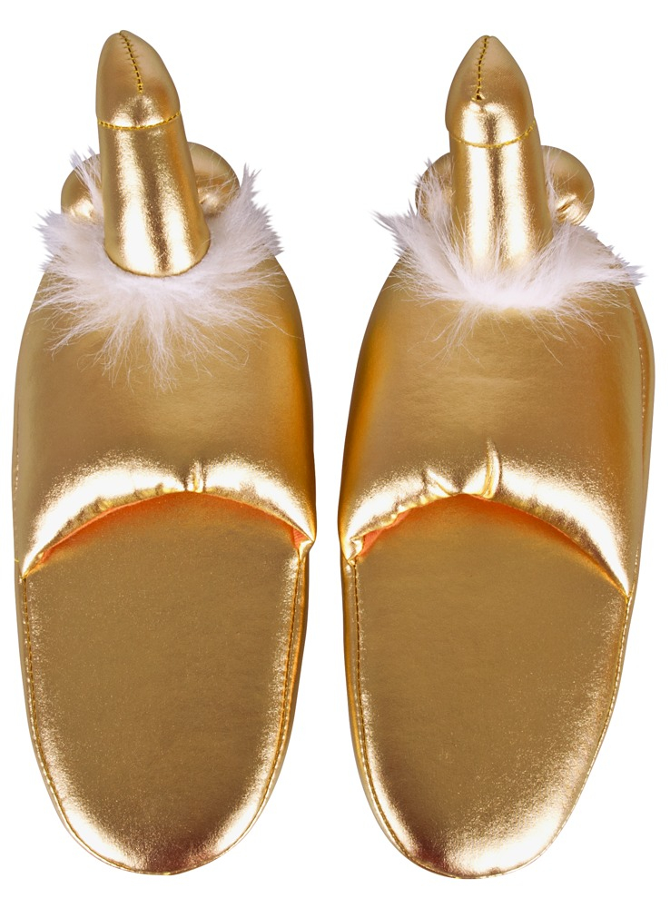 Set Slapi Papuci Aurii Casa Cadou Forma Penis Slippers [3]