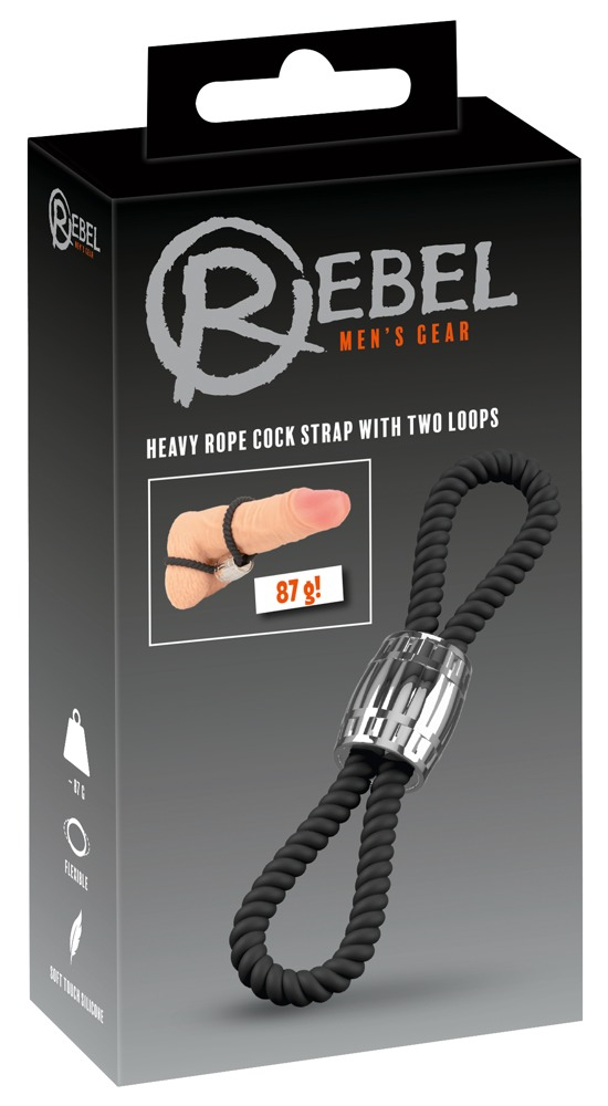Inel Vibrator Penis Testicule Barbati Rebel Heavy Rope Cock Strap with Two Loops [9]