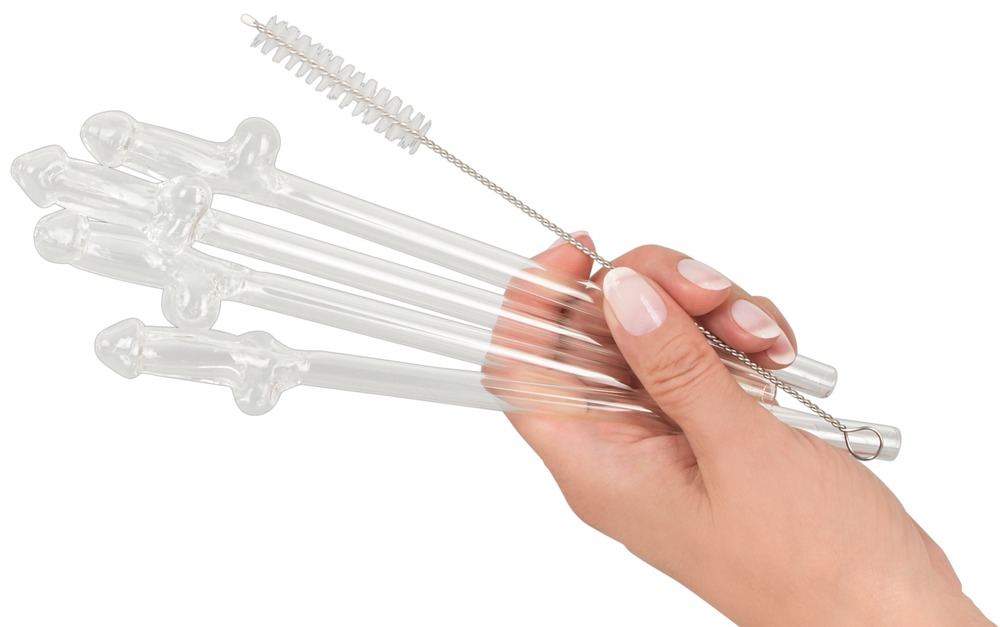 Set Paie Bautura Penis Glass Drinking Straw Willy 4 buc [4]