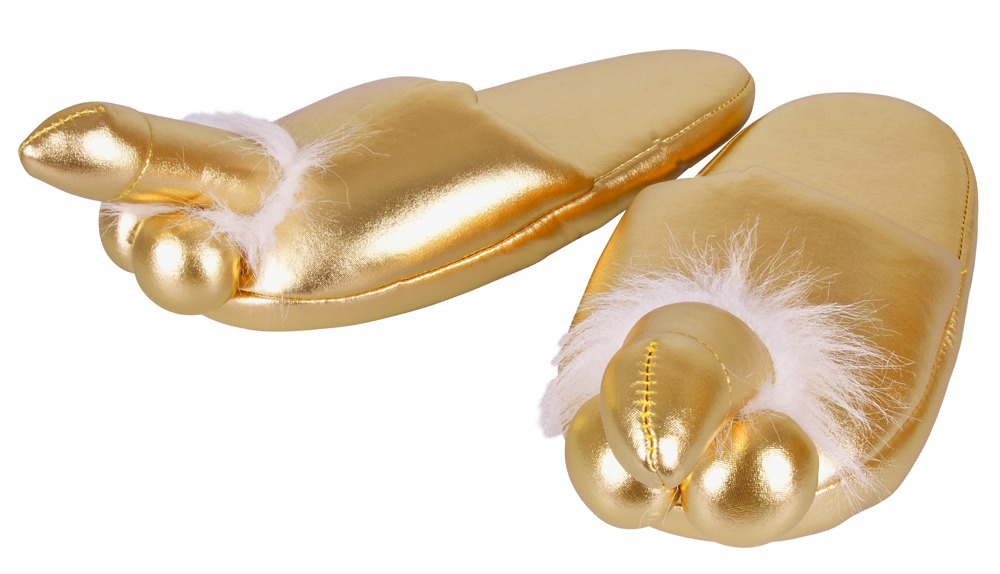 Set Slapi Papuci Aurii Casa Cadou Forma Penis Slippers [1]