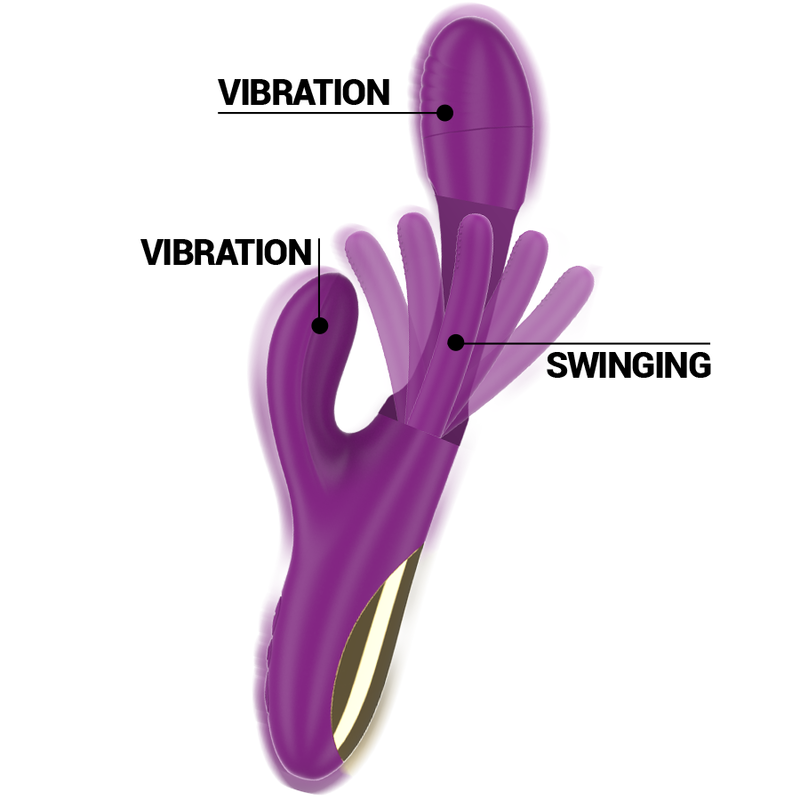 Vibrator Rabbit Intense Apolo Rechargeable Multifunction Vibrator 7 Vibrations With Swinging Motion Purple [2]