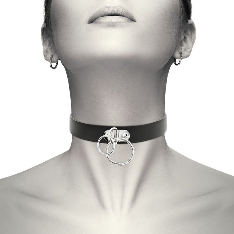 Colier Coquette Chic Desire Double Ring Vegan Leather Choker [6]