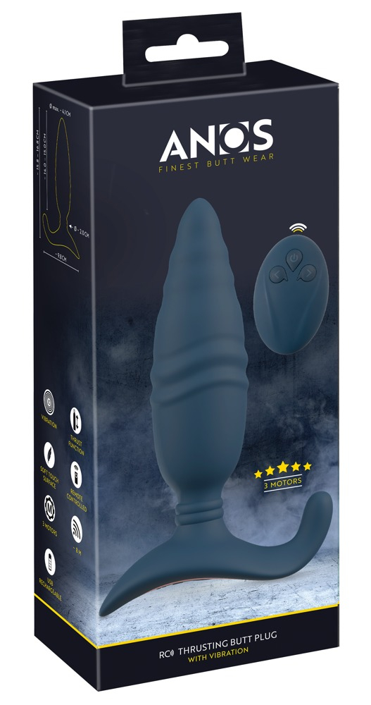 Vibrator Anal ANOS RC Thrusting Butt Plug with Vibration [15]
