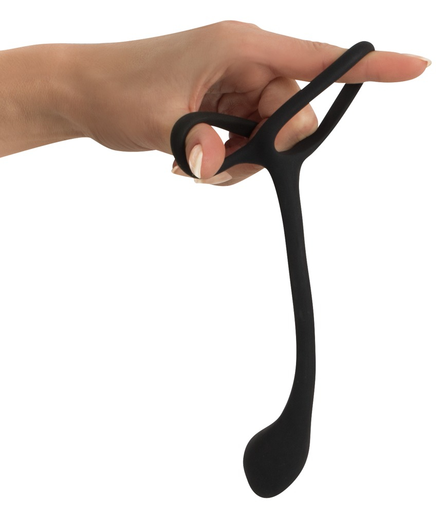 Inel Penis Testicule Black Velvets Cock & ball ring with butt plug [6]