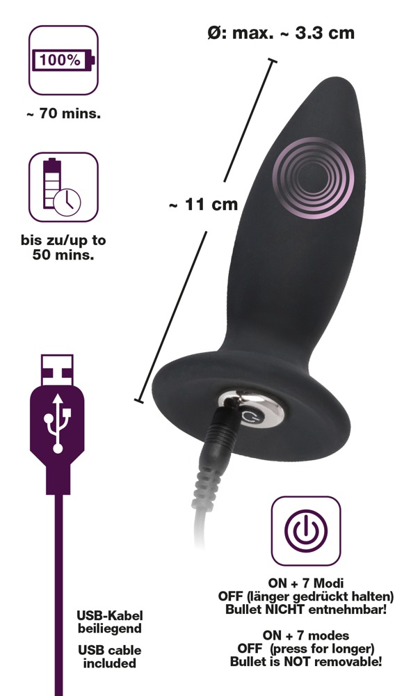 Vibrator Anal Black Velvets Recharge plug S [4]