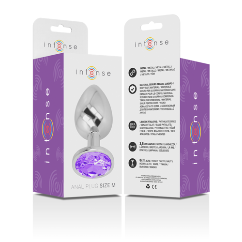 Buttplug Anal Intense Aluminum Metal Anal Plug With Violet Crystal Size M [3]