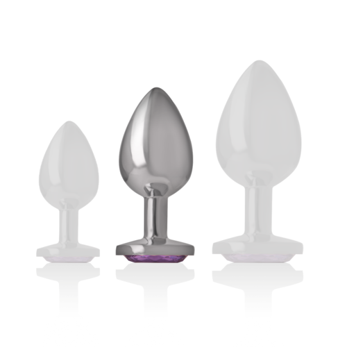Buttplug Anal Intense Aluminum Metal Anal Plug With Violet Crystal Size M [2]