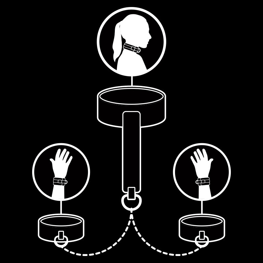 Catuse Fetish Submissive Vegan Leather Necklace And Handcuffs With Noprene Lining [3]