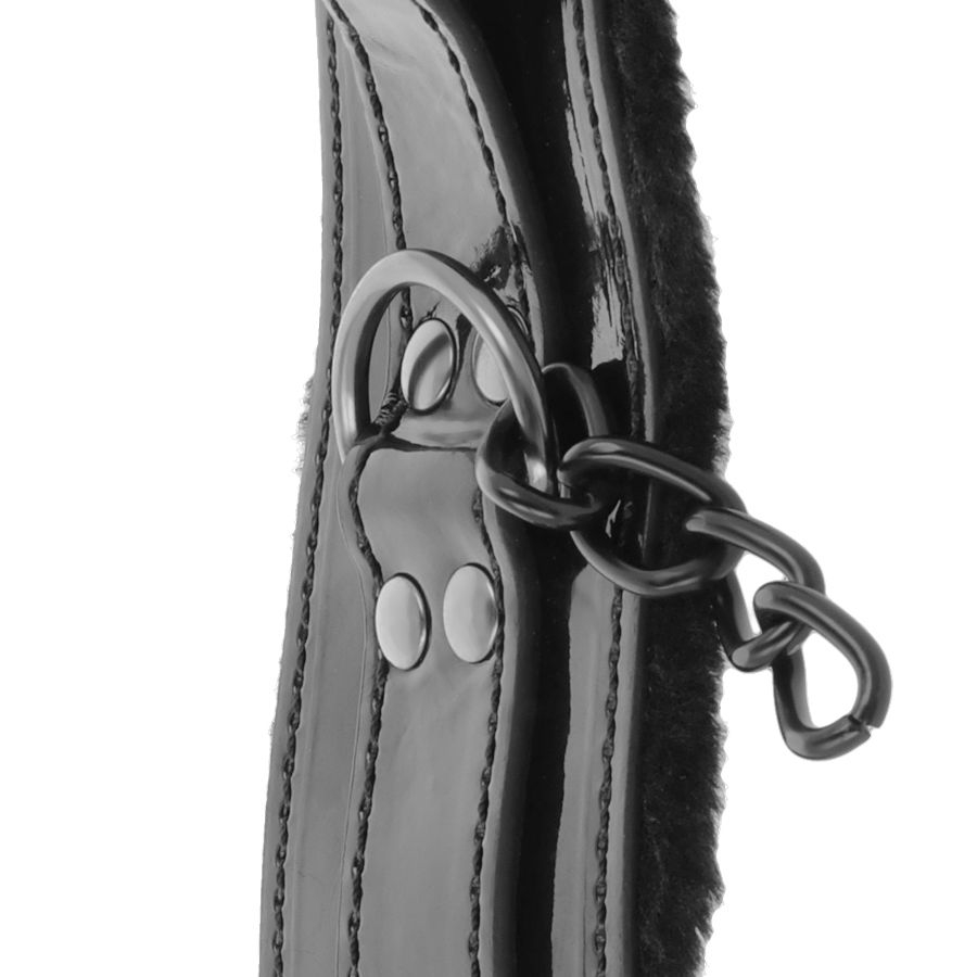 Catuse Glezne Lacat Darkness adjustable black leather ankle handcuffs with padlock [3]