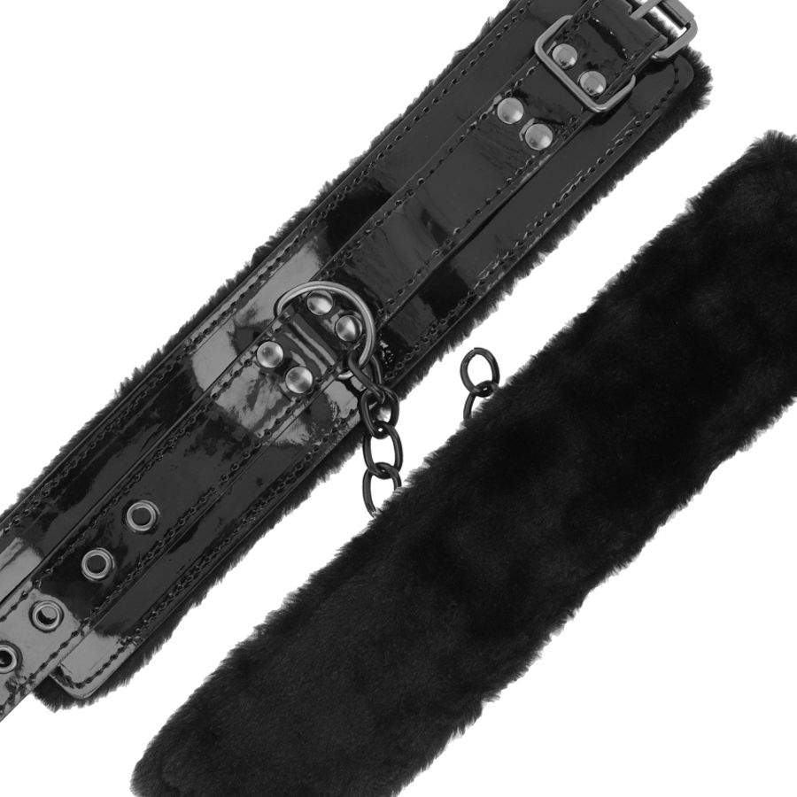 Catuse Glezne Lacat Darkness adjustable black leather ankle handcuffs with padlock [7]