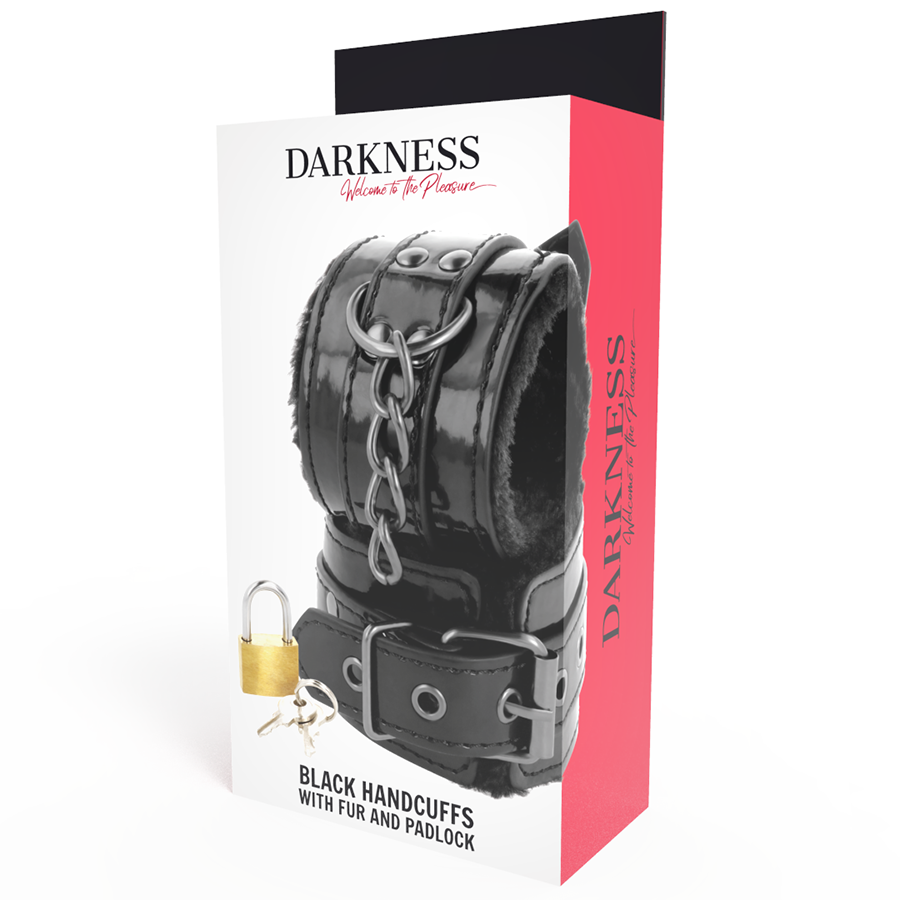 Catuse Maini Lacat Darkness Black adjustable leather handcuffs with padlock [4]