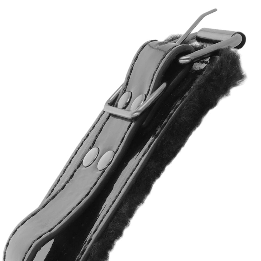Catuse Maini Lacat Darkness Black adjustable leather handcuffs with padlock [2]
