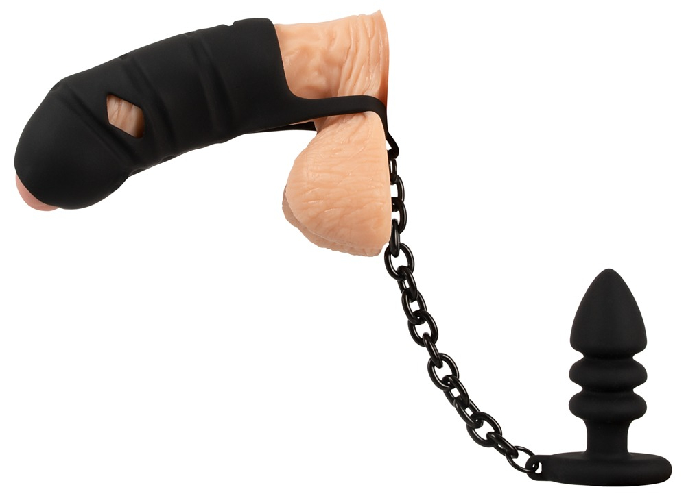 Cusca Penis Black Velvets Cock cage with butt plug [1]