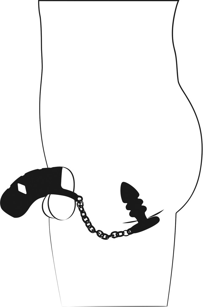 Cusca Penis Black Velvets Cock cage with butt plug [8]
