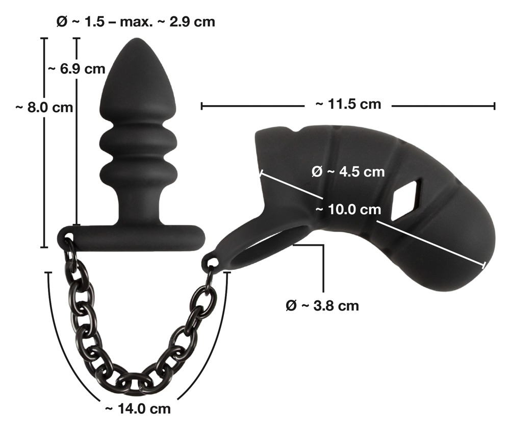 Cusca Penis Black Velvets Cock cage with butt plug [7]