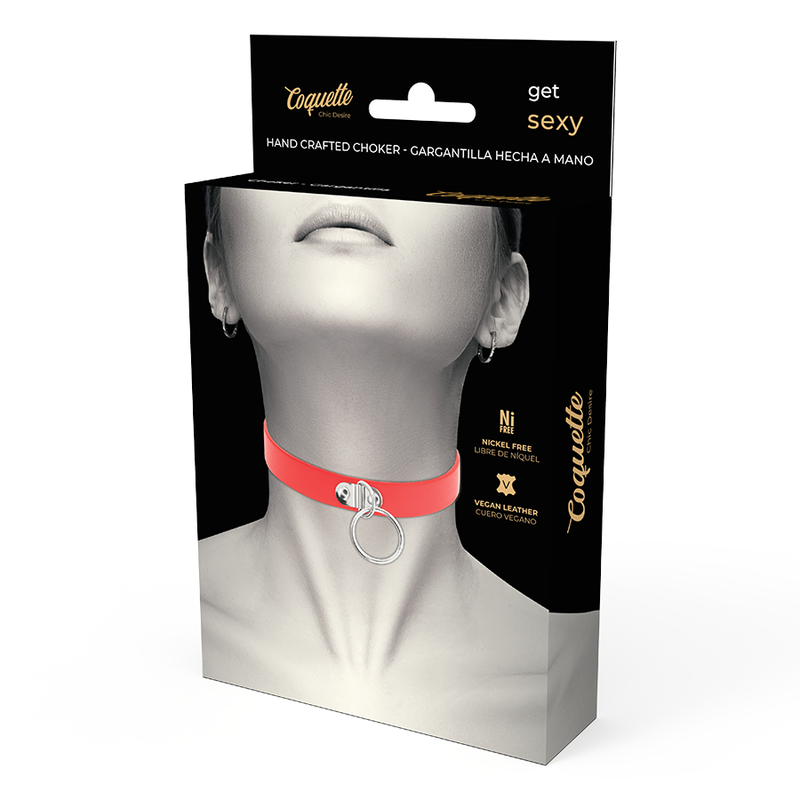 Colier Coquette Chic Desire Red Vegan Leather Necklace Woman Fetish Accessory [6]