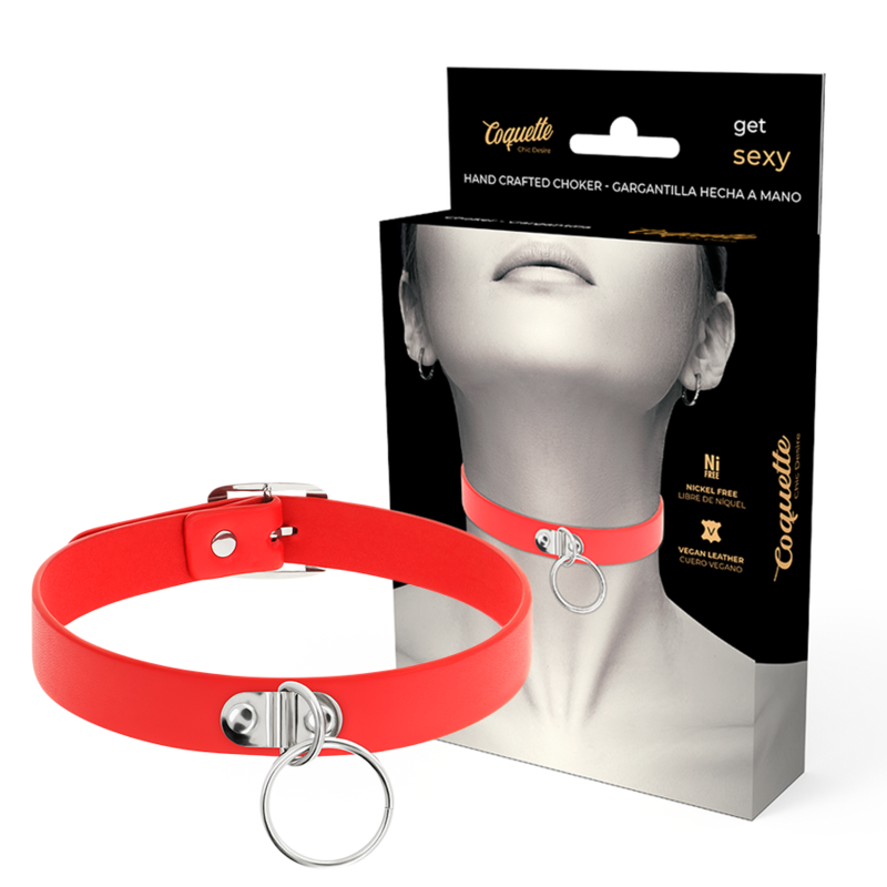 Colier Coquette Chic Desire Red Vegan Leather Necklace Woman Fetish Accessory [1]