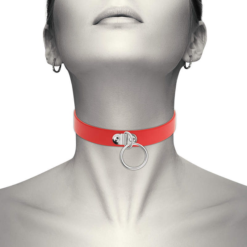 Colier Coquette Chic Desire Red Vegan Leather Necklace Woman Fetish Accessory [7]