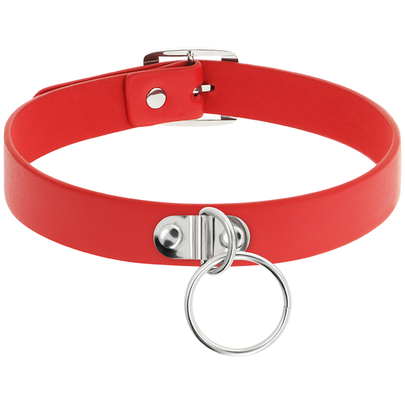 Colier Coquette Chic Desire Red Vegan Leather Necklace Woman Fetish Accessory [4]