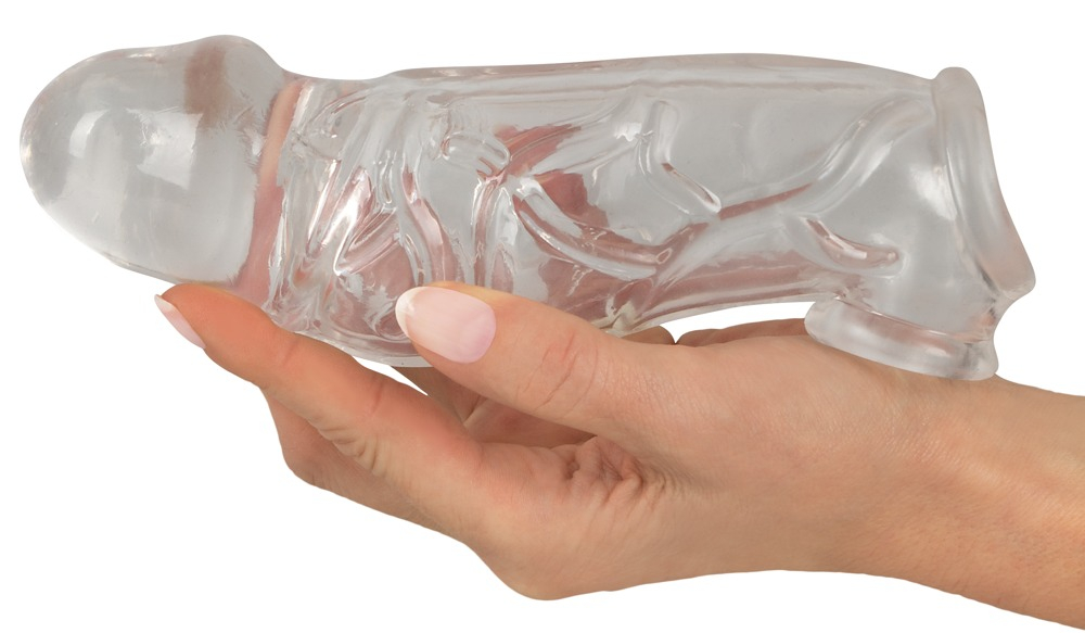 Inel Testicule Crystal Penis Sleeve With Extension + Ball Ring [5]