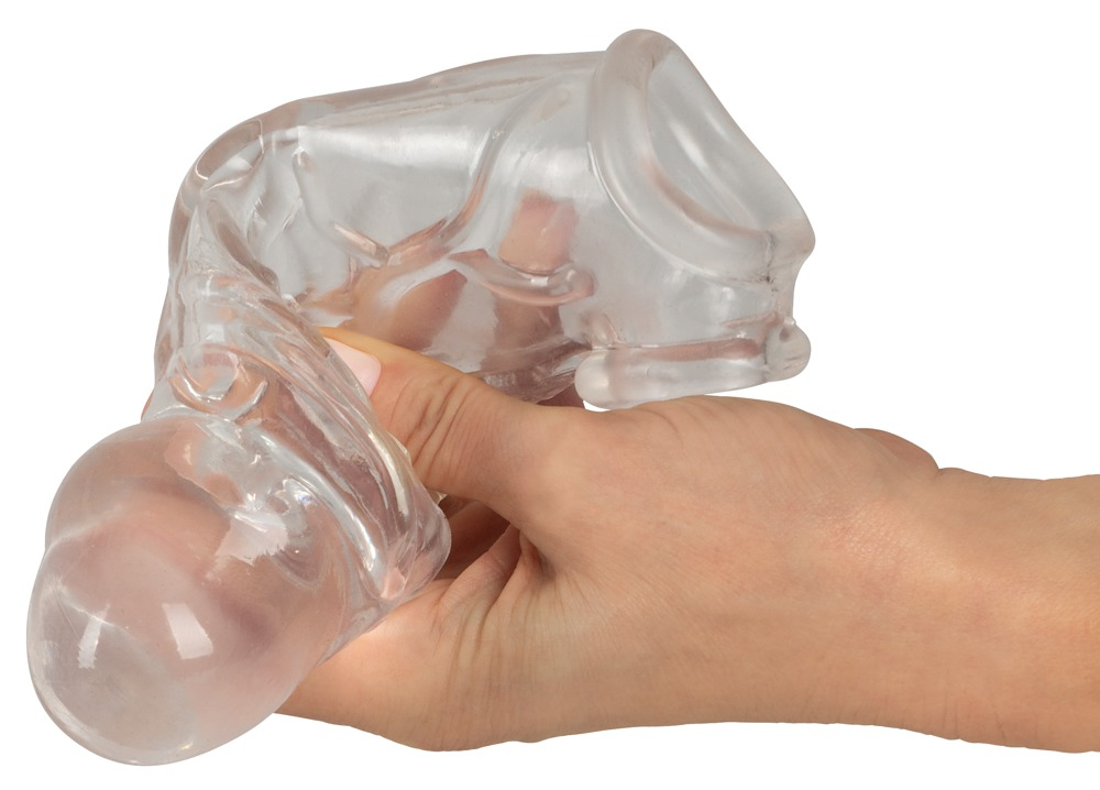 Inel Testicule Crystal Penis Sleeve With Extension + Ball Ring [6]