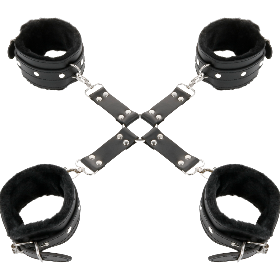 Catuse Maini Glezne Piele Darkness Lather handcuffs for foot and hands black [7]