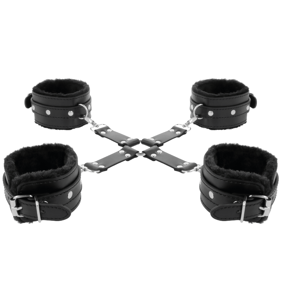 Catuse Maini Glezne Piele Darkness Lather handcuffs for foot and hands black [4]
