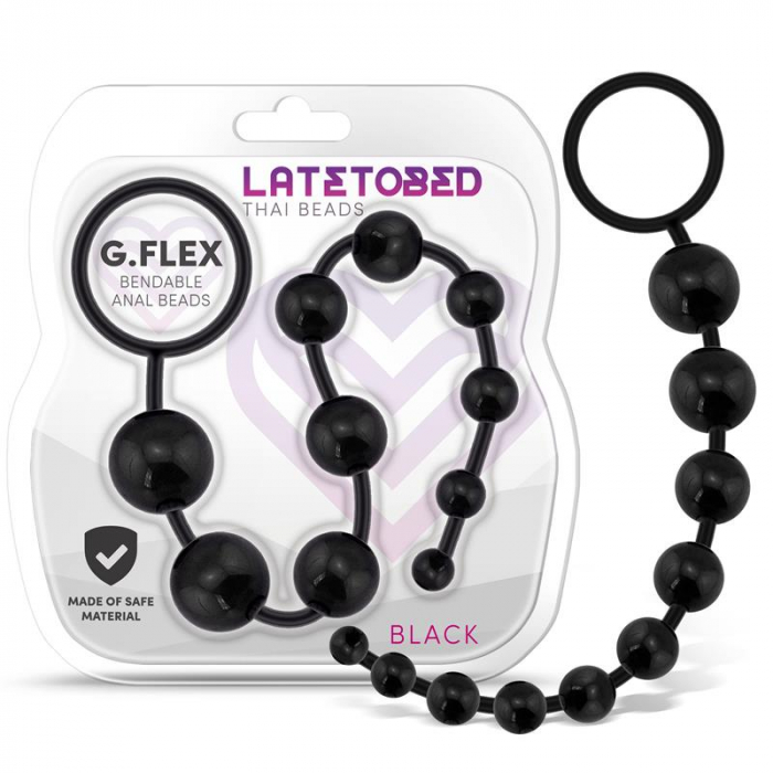 Dildo Anal Latetobed G Flex Bendable Thai Anal Beads Black [2]