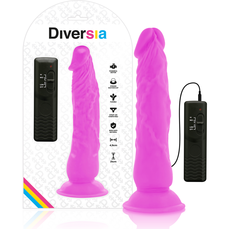 Dildo Vibrator Diversia Flexible vibrating dildo 21 cm -o- 4.9 cm [2]