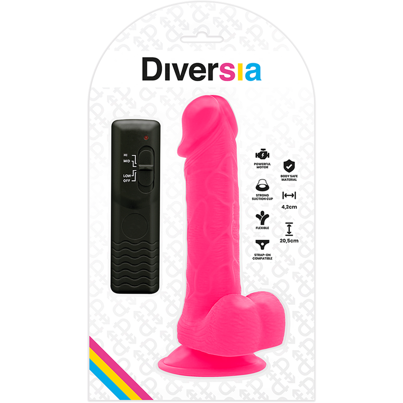 Dildo Vibrator Roz Diversia Flexible vibrating dildo pink 20.5 cm -o- 4.2 cm [4]