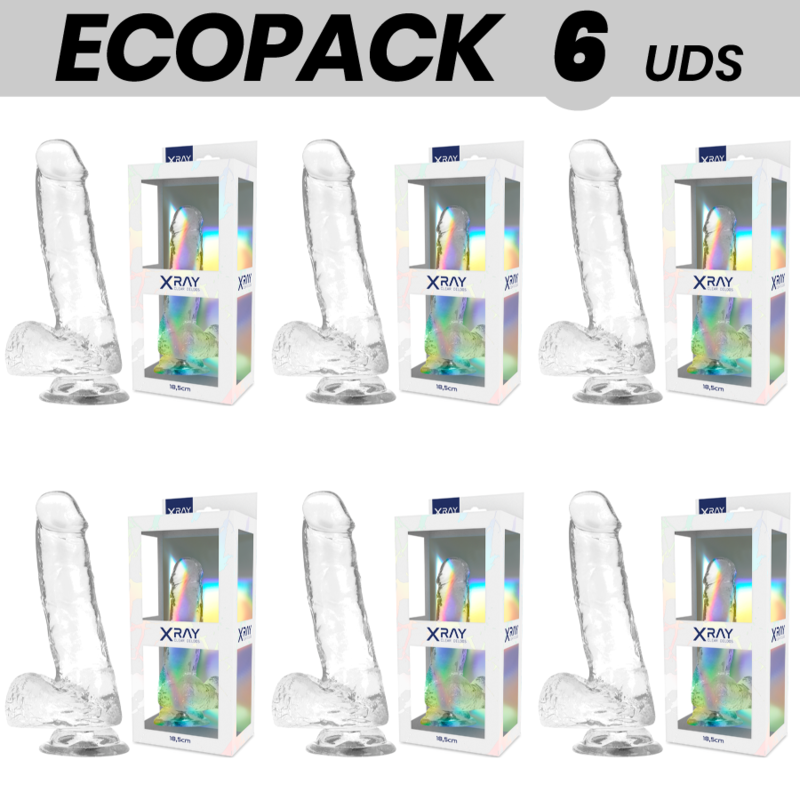Dildo X-Ray Clear Ecopack 6 Units 18.5 cm [1]