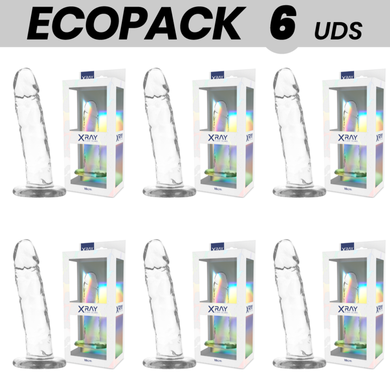 Dildo X-Ray Clear Ecopack 6 Units 18 cm [1]