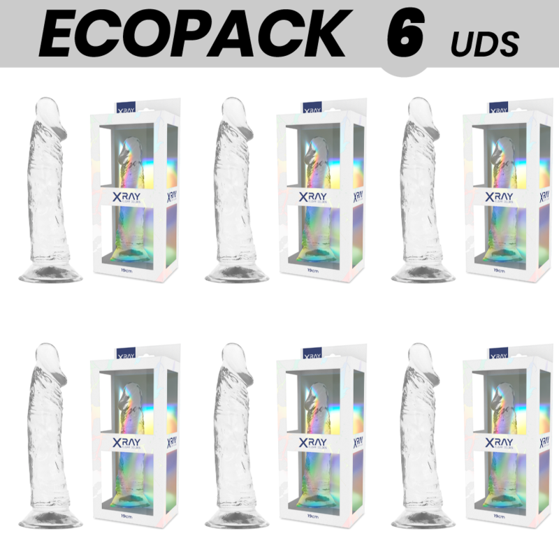 Dildo X-Ray Clear Ecopack 6 Units 19 cm [1]