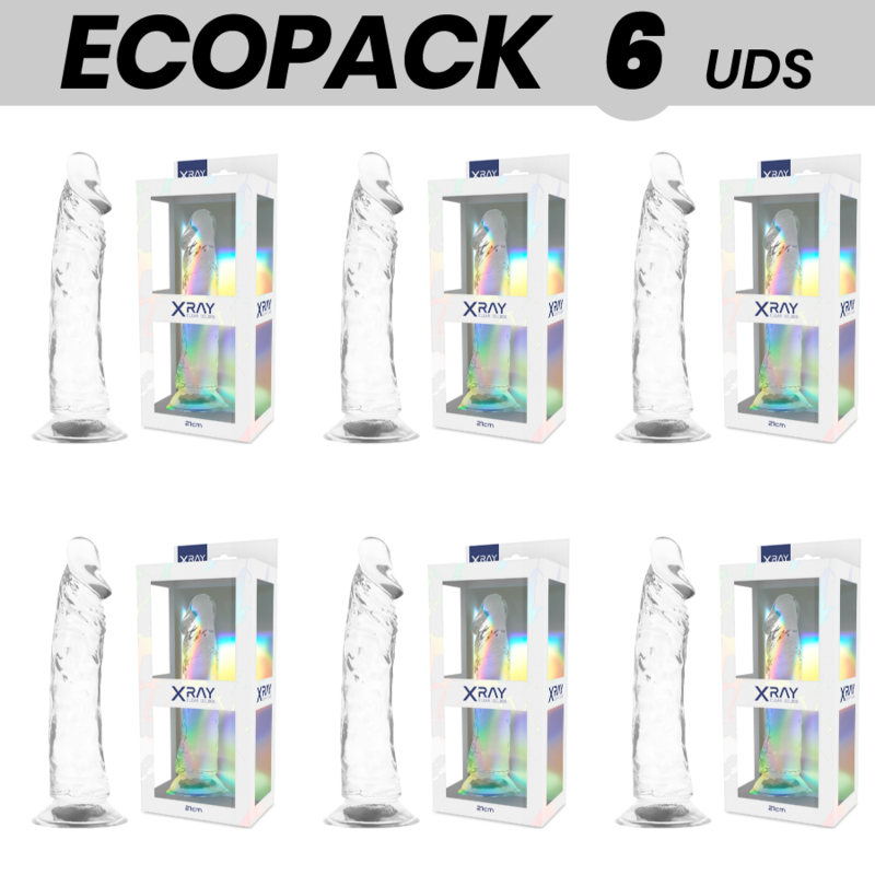 Dildo X-Ray Clear Ecopack 6 Units 21 cm [1]