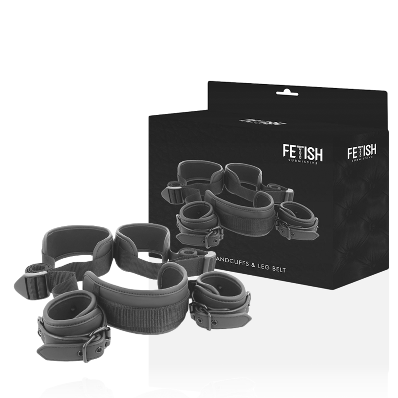 Set Imobilizare Fetish Submissive Bondage Open legs position with noprene lining handcuffs [11]