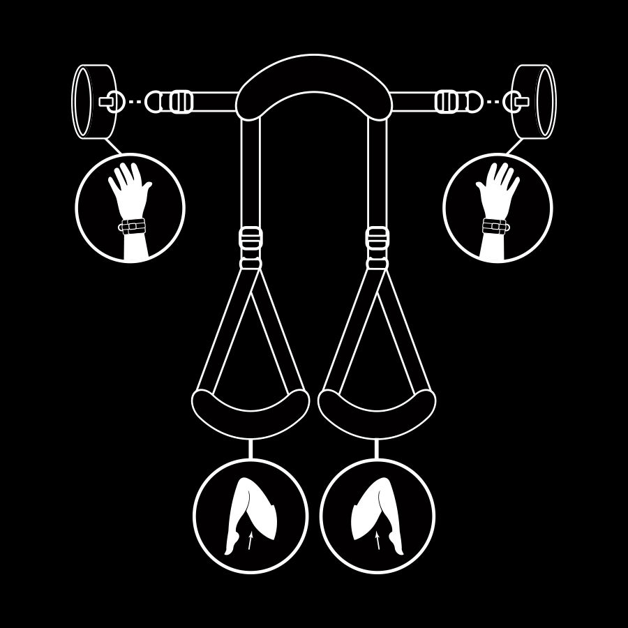 Set Imobilizare Fetish Submissive Bondage Open legs position with noprene lining handcuffs [3]