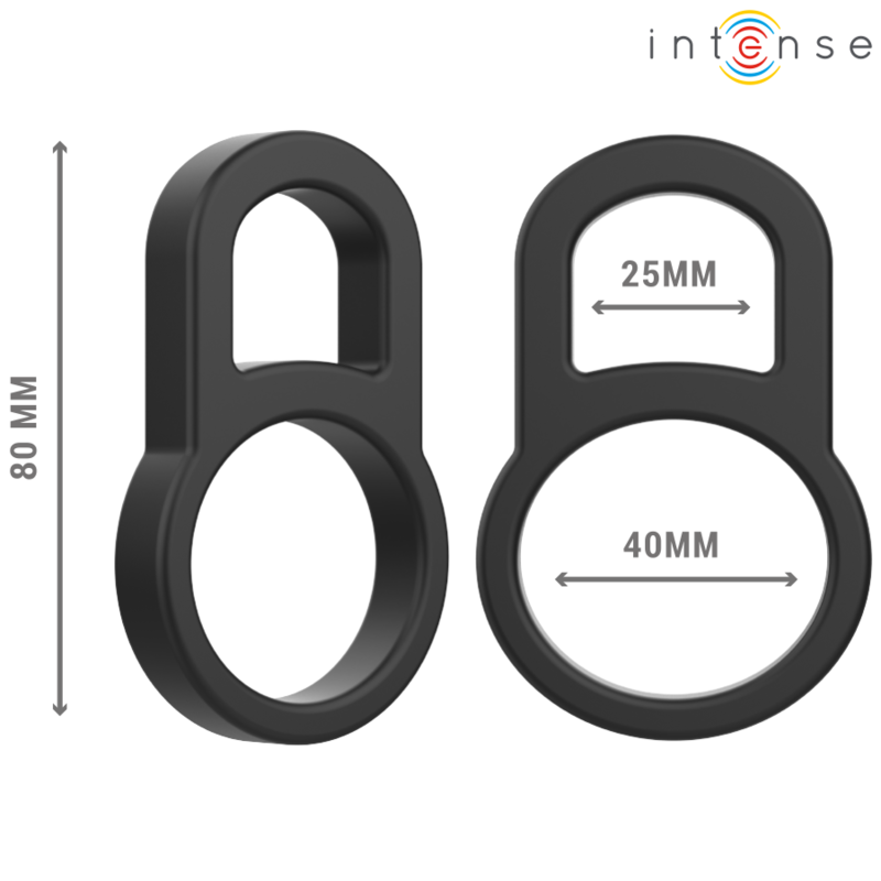 Inel Penis Intense Bobby double silicone penis ring black [2]