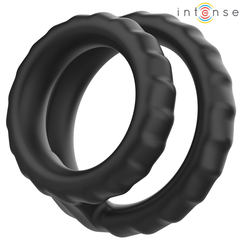 Inel Penis Intense Dewey double silicone penis ring black model 2 [2]