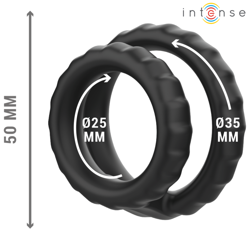 Inel Penis Intense Dewey double silicone penis ring black model 2 [3]