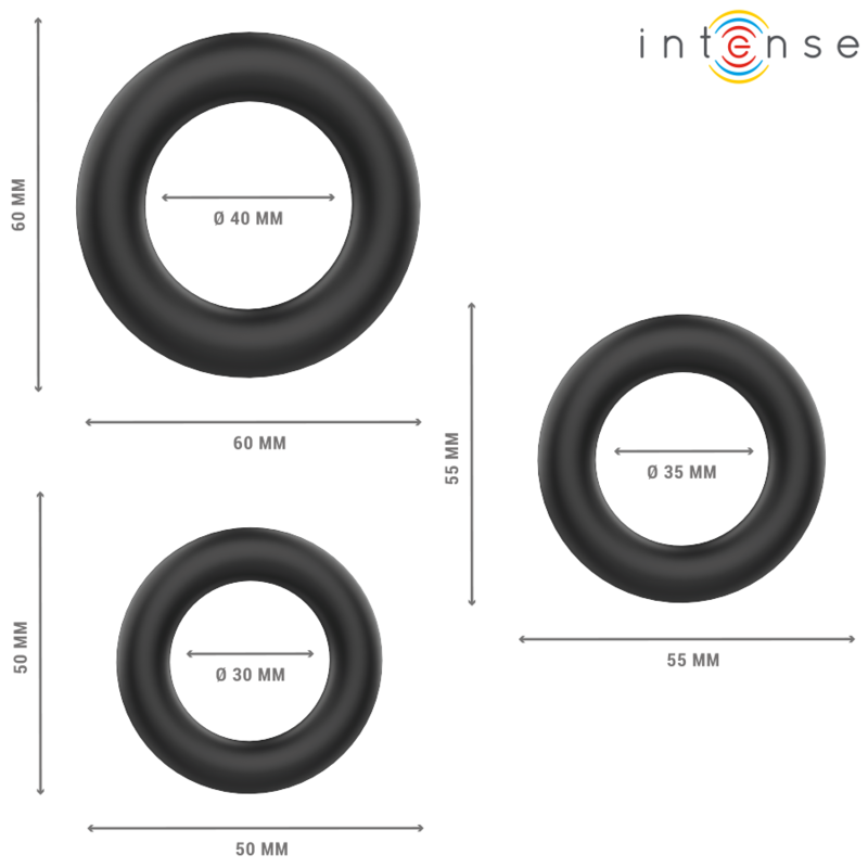 Set Inele Penis Intense Hugh 3 basic silicone penis rings black [3]