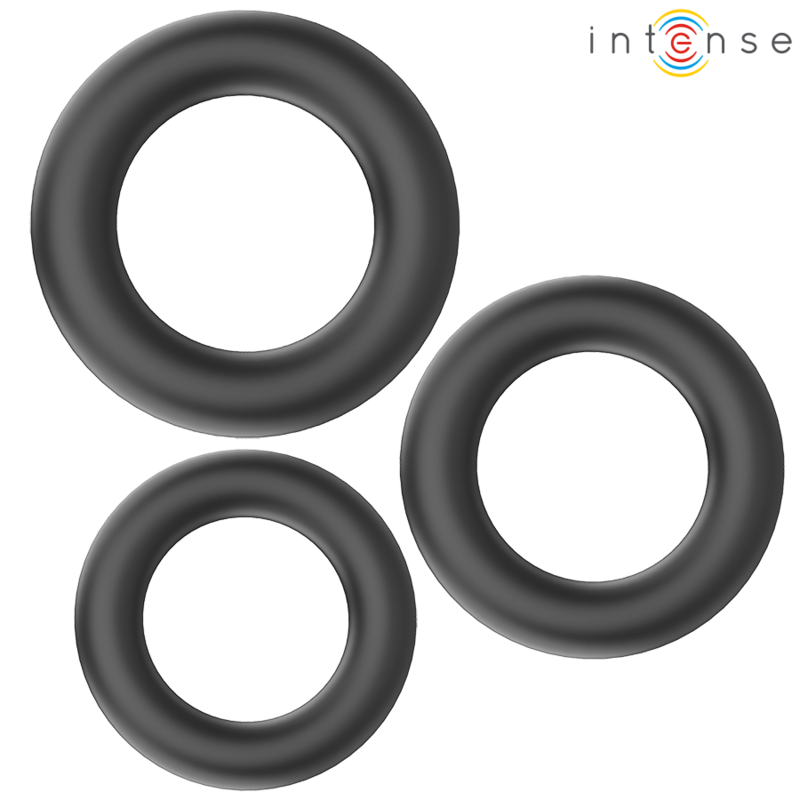 Set Inele Penis Intense Hugh 3 basic silicone penis rings black [2]