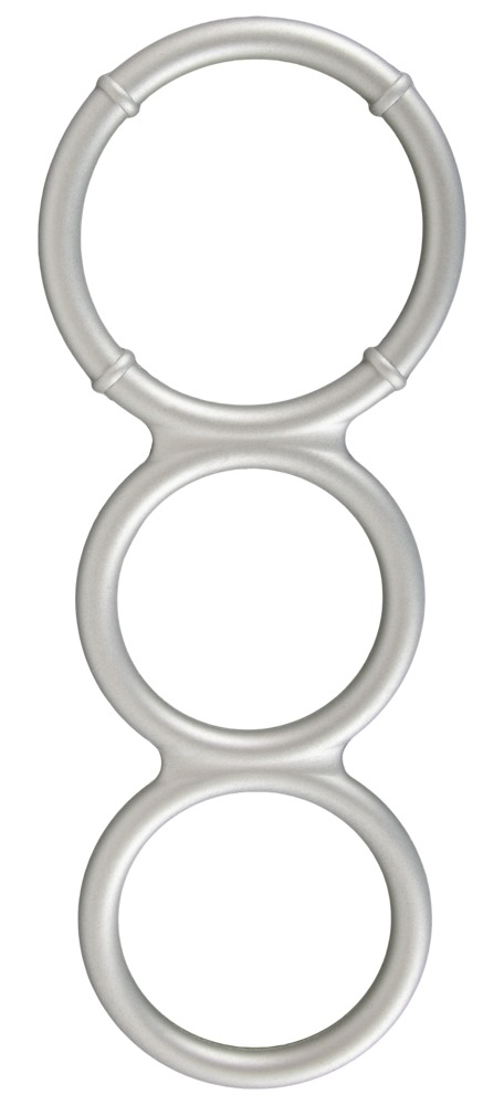 Inel Penis Testicule Barbati You2Toys Metallic Silicone Triple Cock and Ball Ring [2]