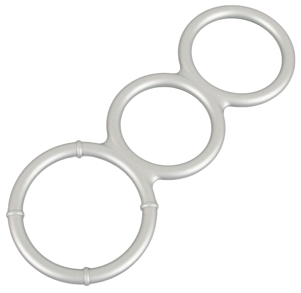Inel Penis Testicule Barbati You2Toys Metallic Silicone Triple Cock and Ball Ring [3]