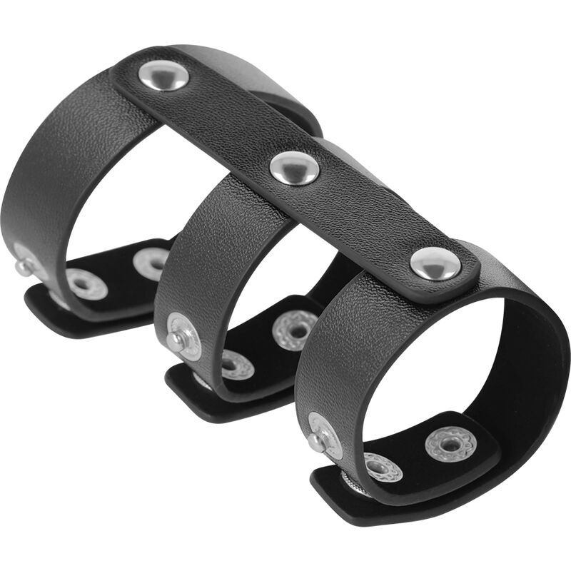 Inel Penis Testicule Darkness Adjustable leather double penis and testicle ring [4]