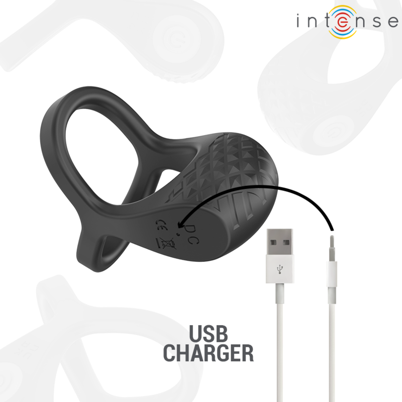 Inel Vibrator Penis Intense Alex vibrator double penis ring 10 vibrations black [5]