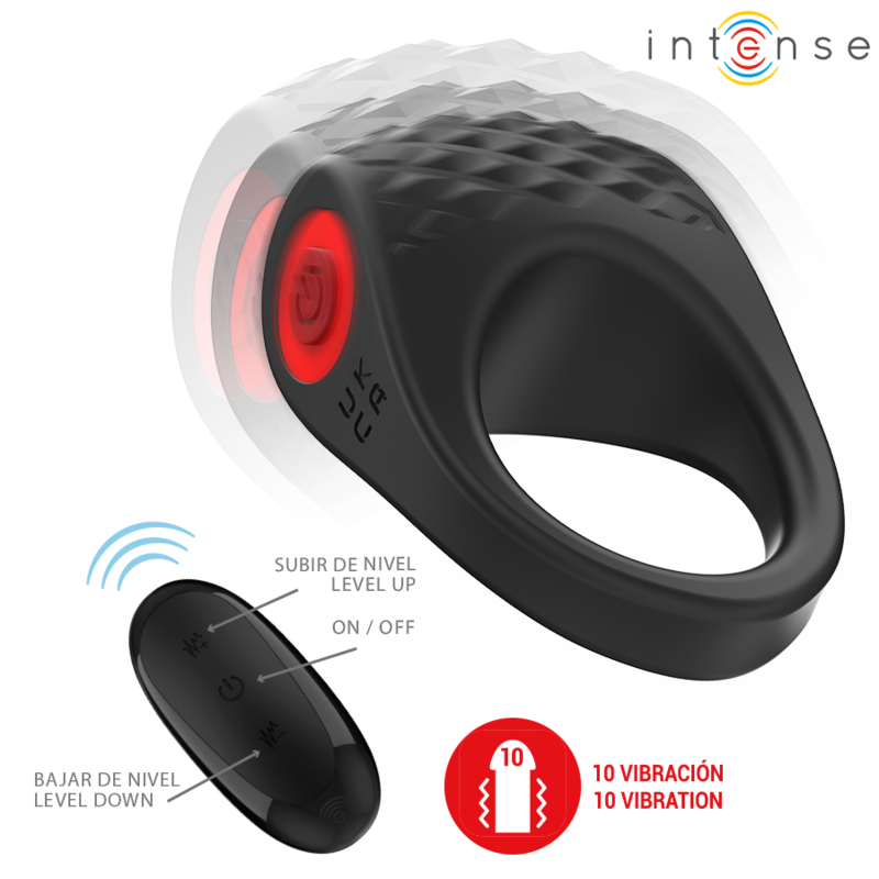 Inel Vibrator Penis Intense Clover vibrator penis ring 10 vibrations black [4]