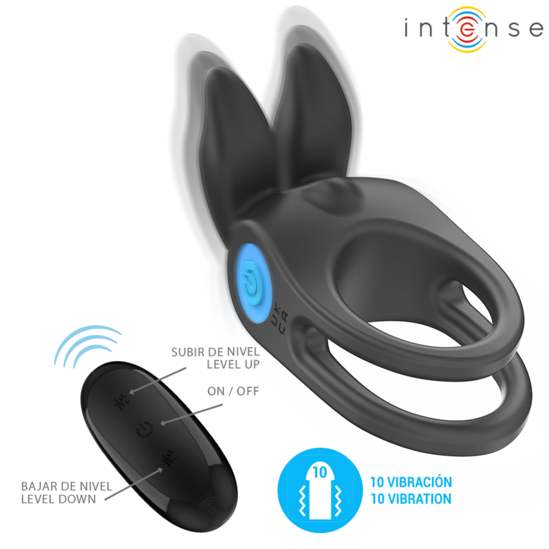 Inel Vibrator Penis Intense Sam vibrator double penis ring 10 vibrations black [3]