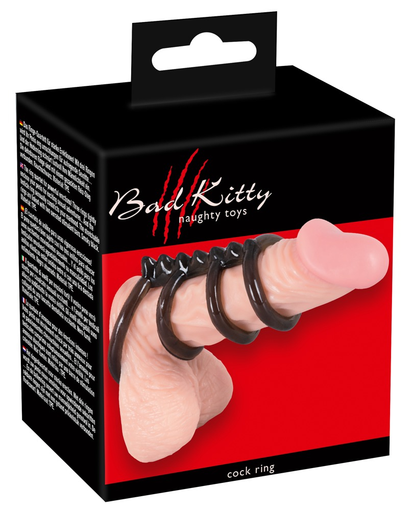 Inel Vibrator Penis Testicule Barbati Bad Kitty Cock/Testicle Ring 4 Rings [8]